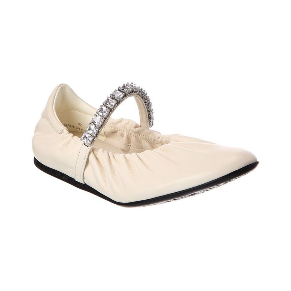 Jimmy Choo Jade Leather Ballerina Flat, White